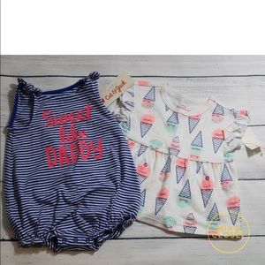 NWT Cat & Jack Girls Shirt and Romper Set NB